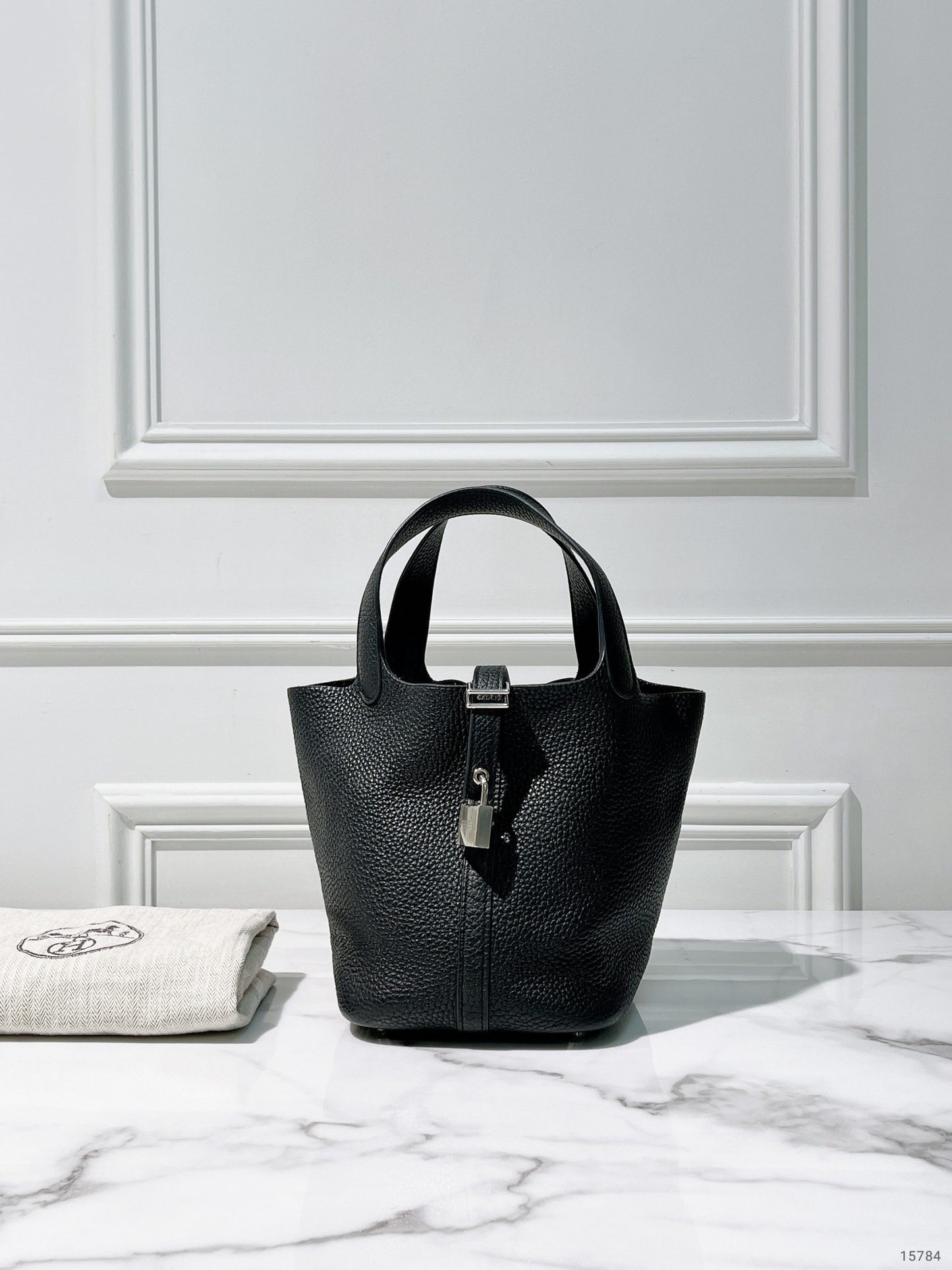 HERMES PICOTIN 18, NOIR/SILVER