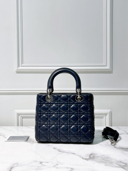 DIOR LADY MEDIUM, NAVY/SILVER