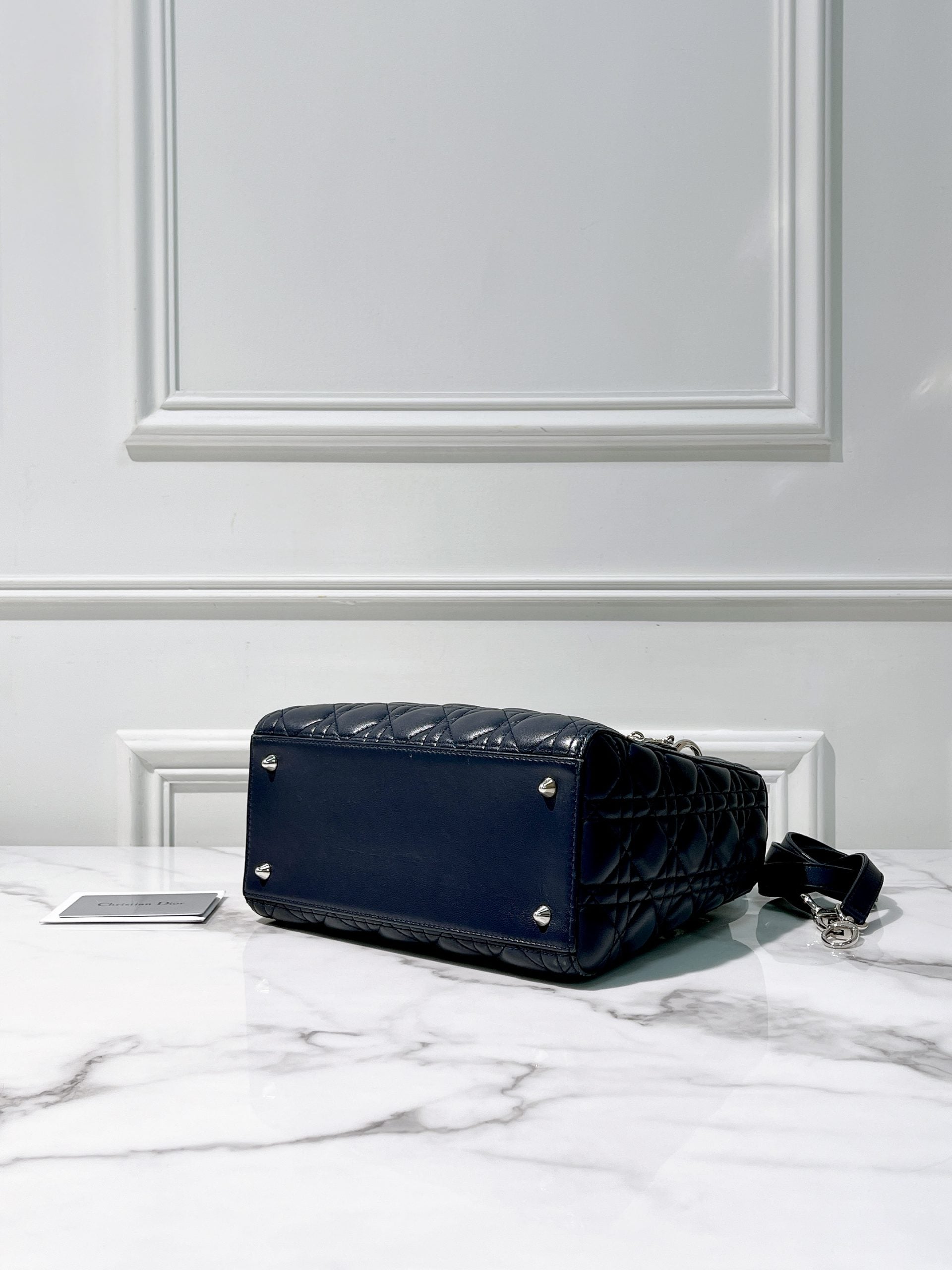 DIOR LADY MEDIUM, NAVY/SILVER