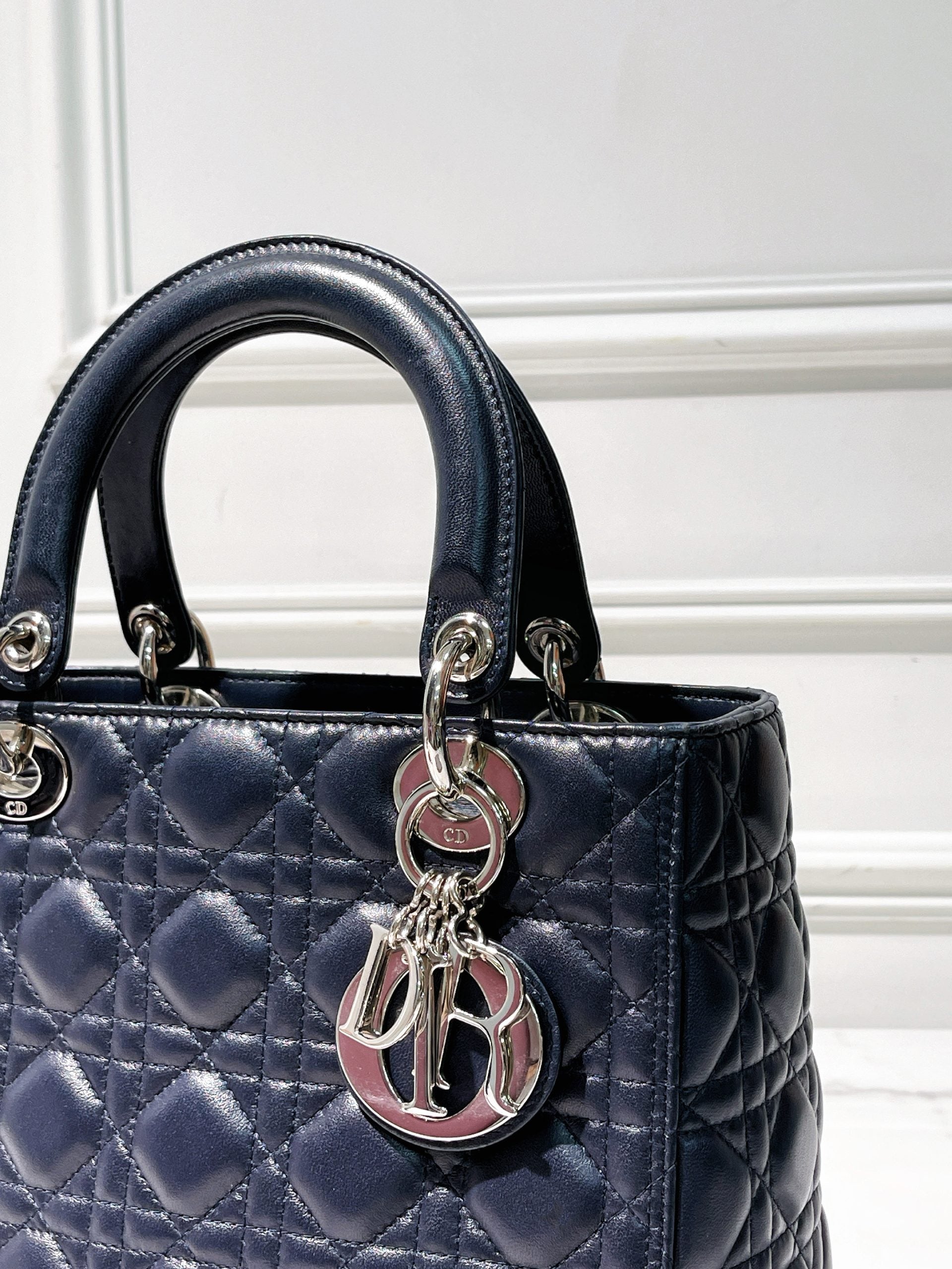 DIOR LADY MEDIUM, NAVY/SILVER