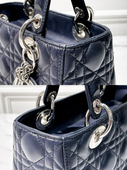 DIOR LADY MEDIUM, NAVY/SILVER