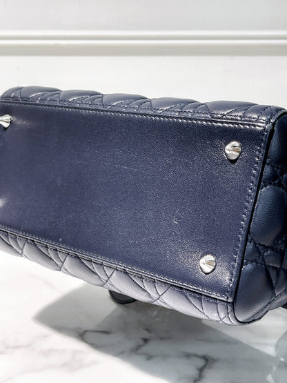 DIOR LADY MEDIUM, NAVY/SILVER