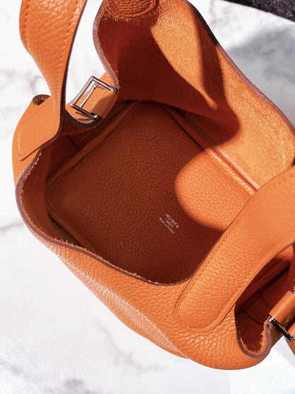 HERMES PICOTIN 18 ORANGE/SILVER