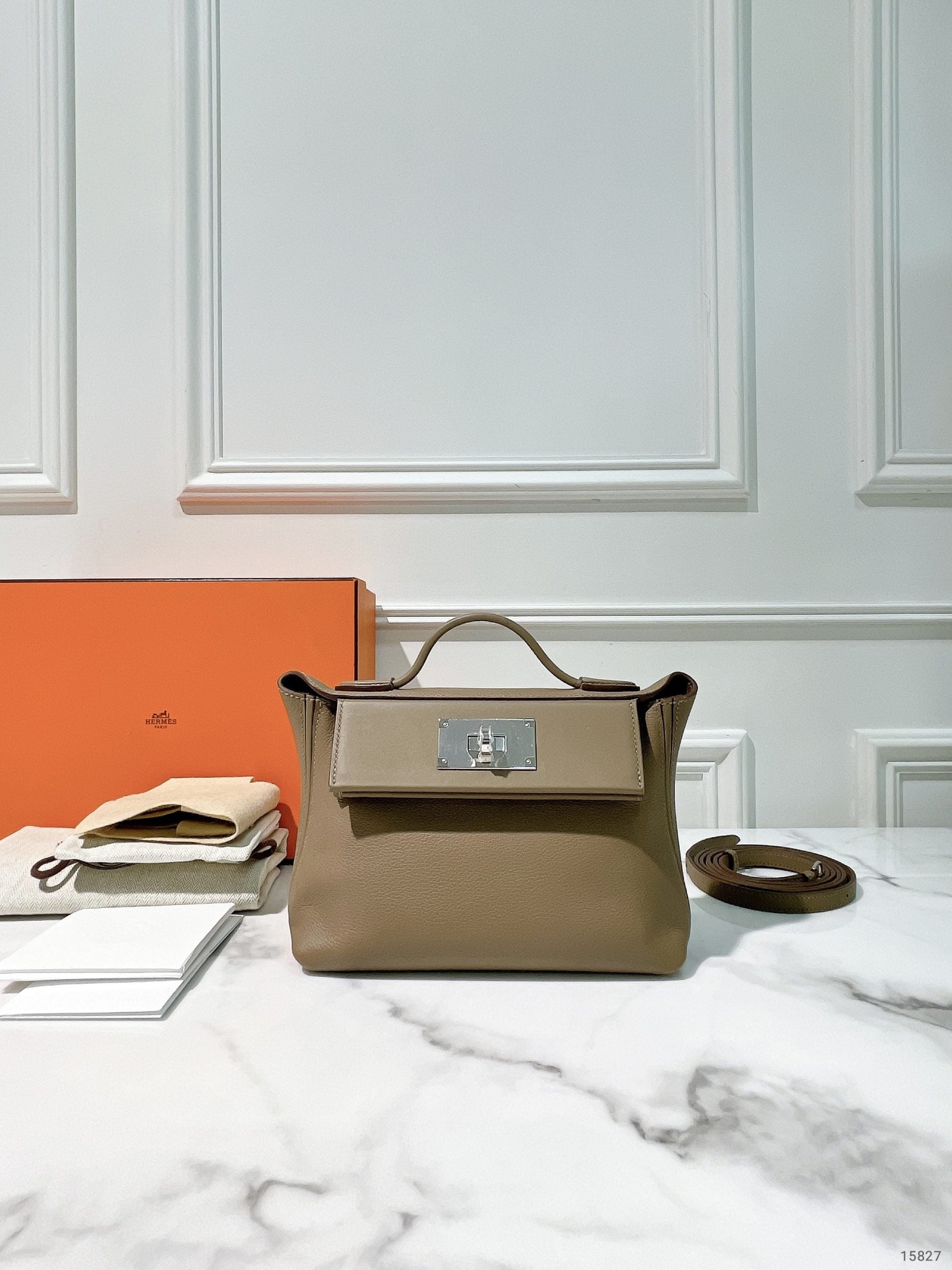 HERMES MINI 2424, ETOUPE/SILVER