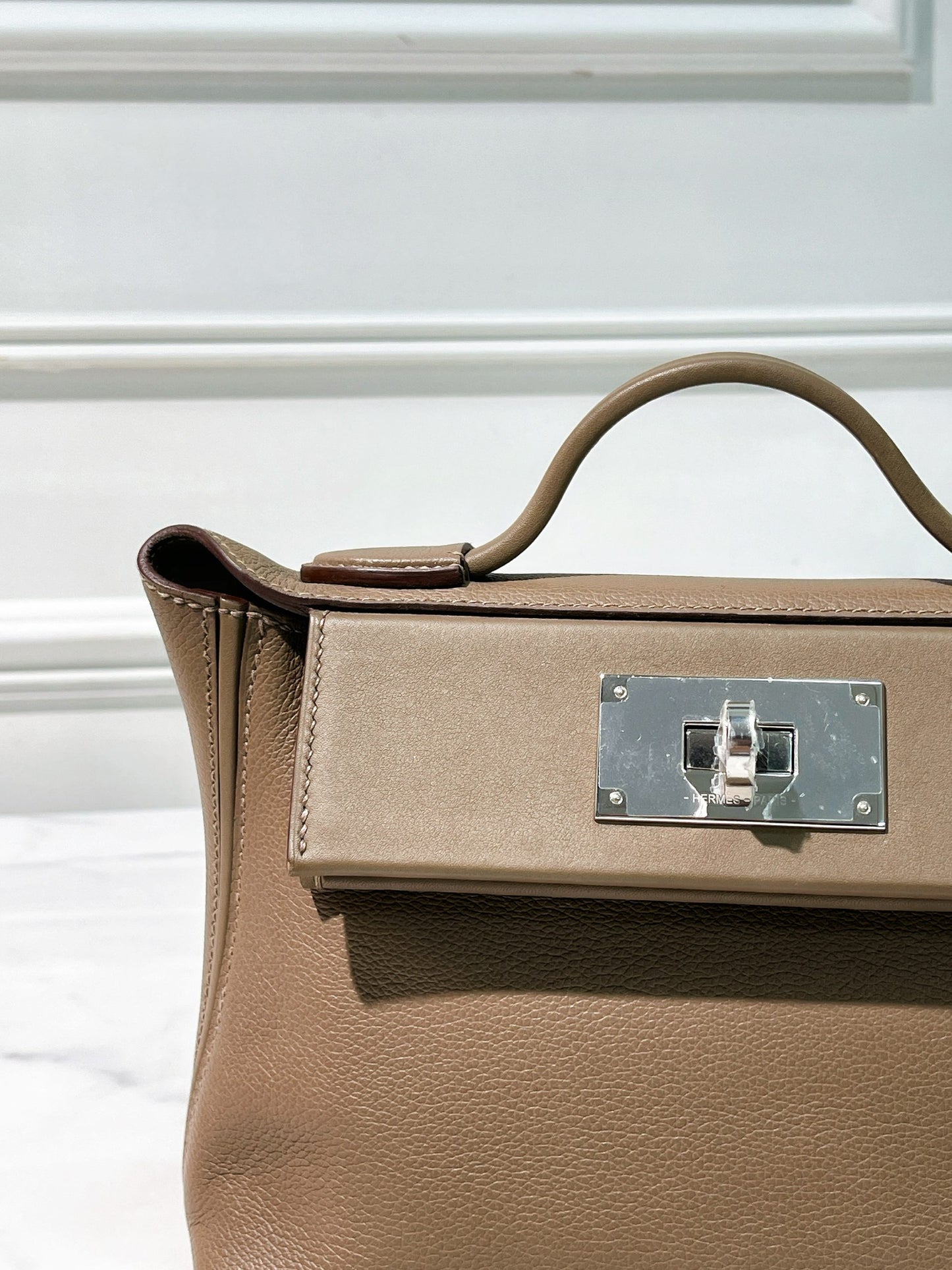 HERMES MINI 2424, ETOUPE/SILVER