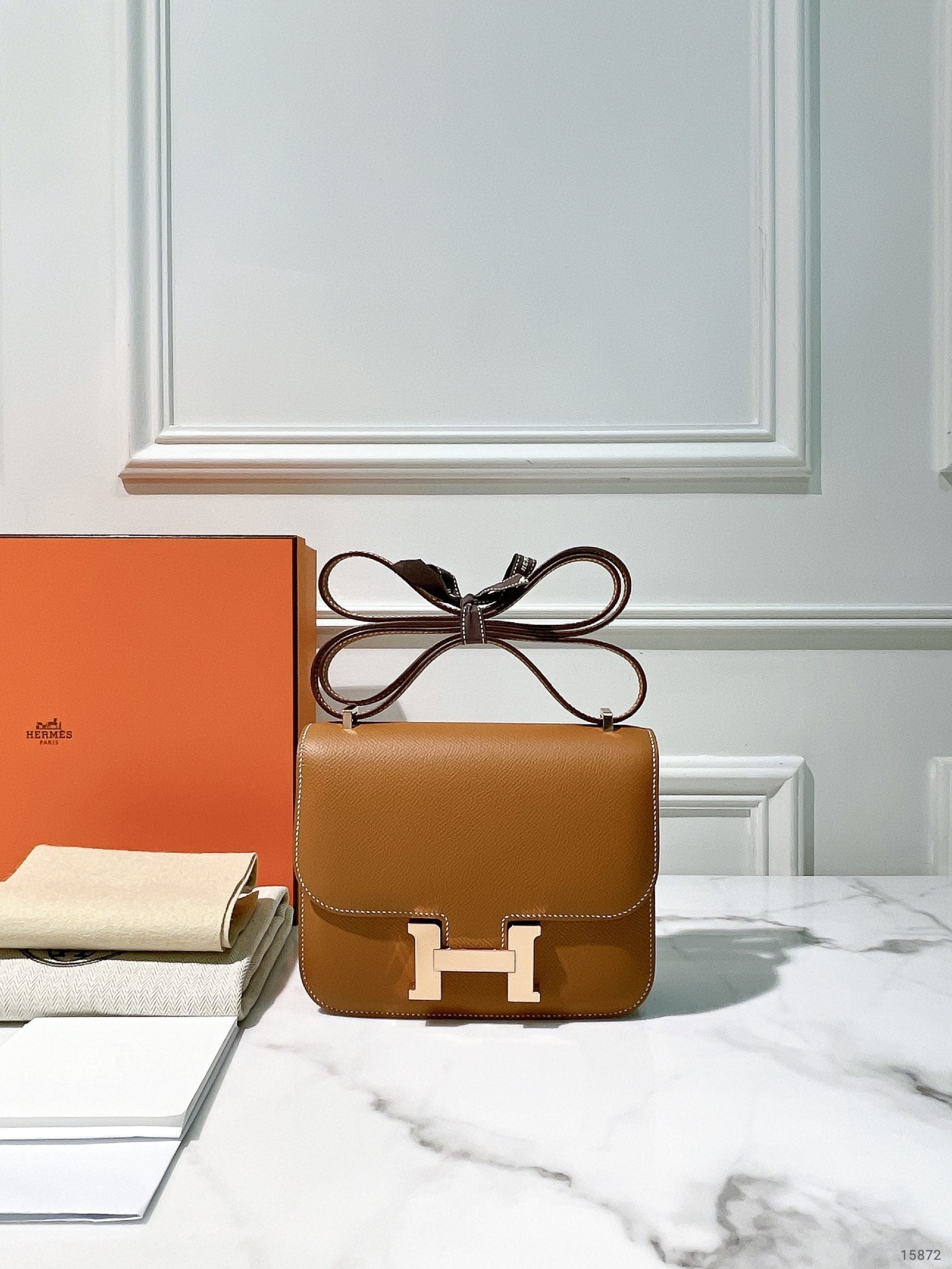 HERMES CONSTANCE MINI, GOLD/ ROSE GOLD