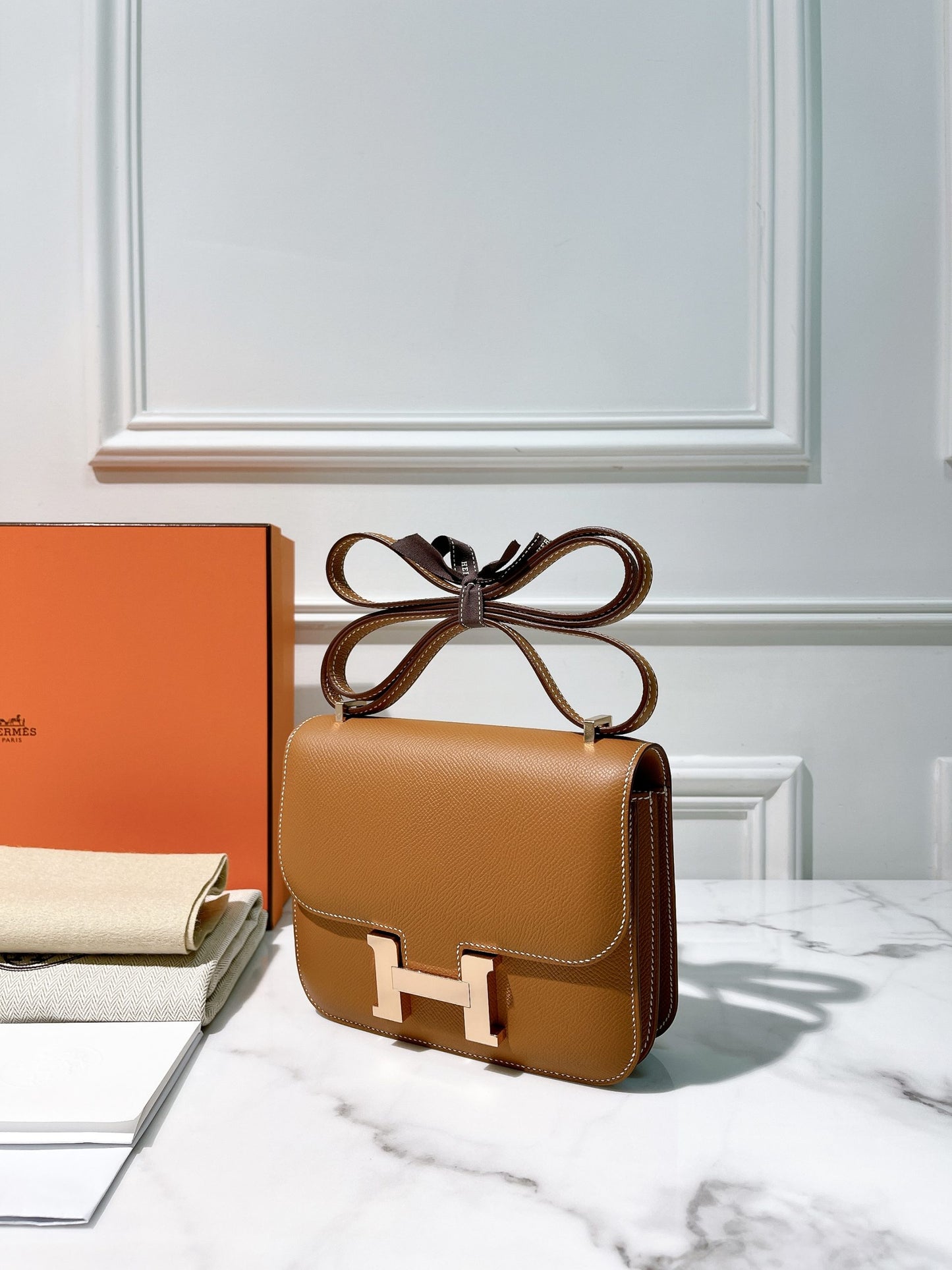 HERMES CONSTANCE MINI, GOLD/ ROSE GOLD