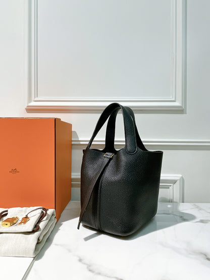 HERMES PICOTIN 18, NOIR/GOLD