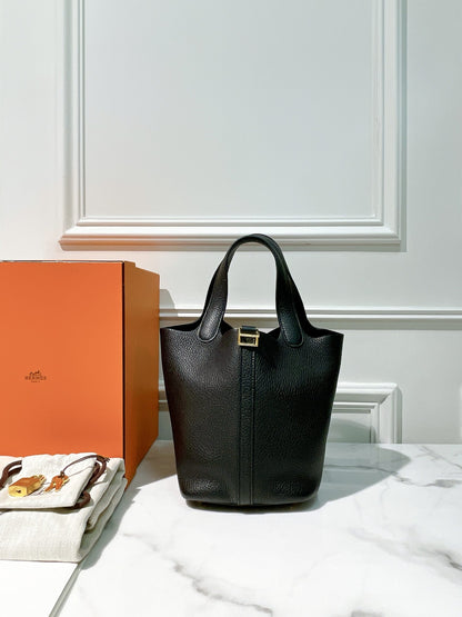 HERMES PICOTIN 18, NOIR/GOLD