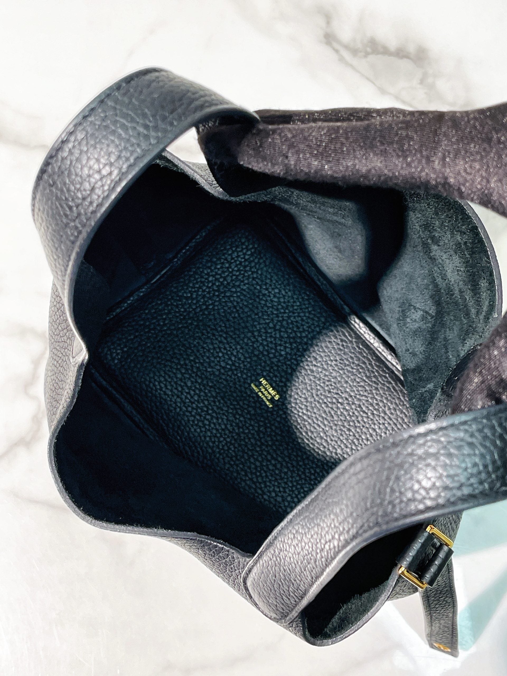 HERMES PICOTIN 18, NOIR/GOLD