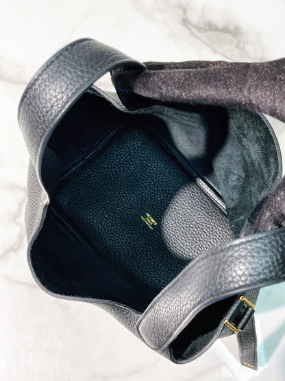 HERMES PICOTIN 18, NOIR/GOLD