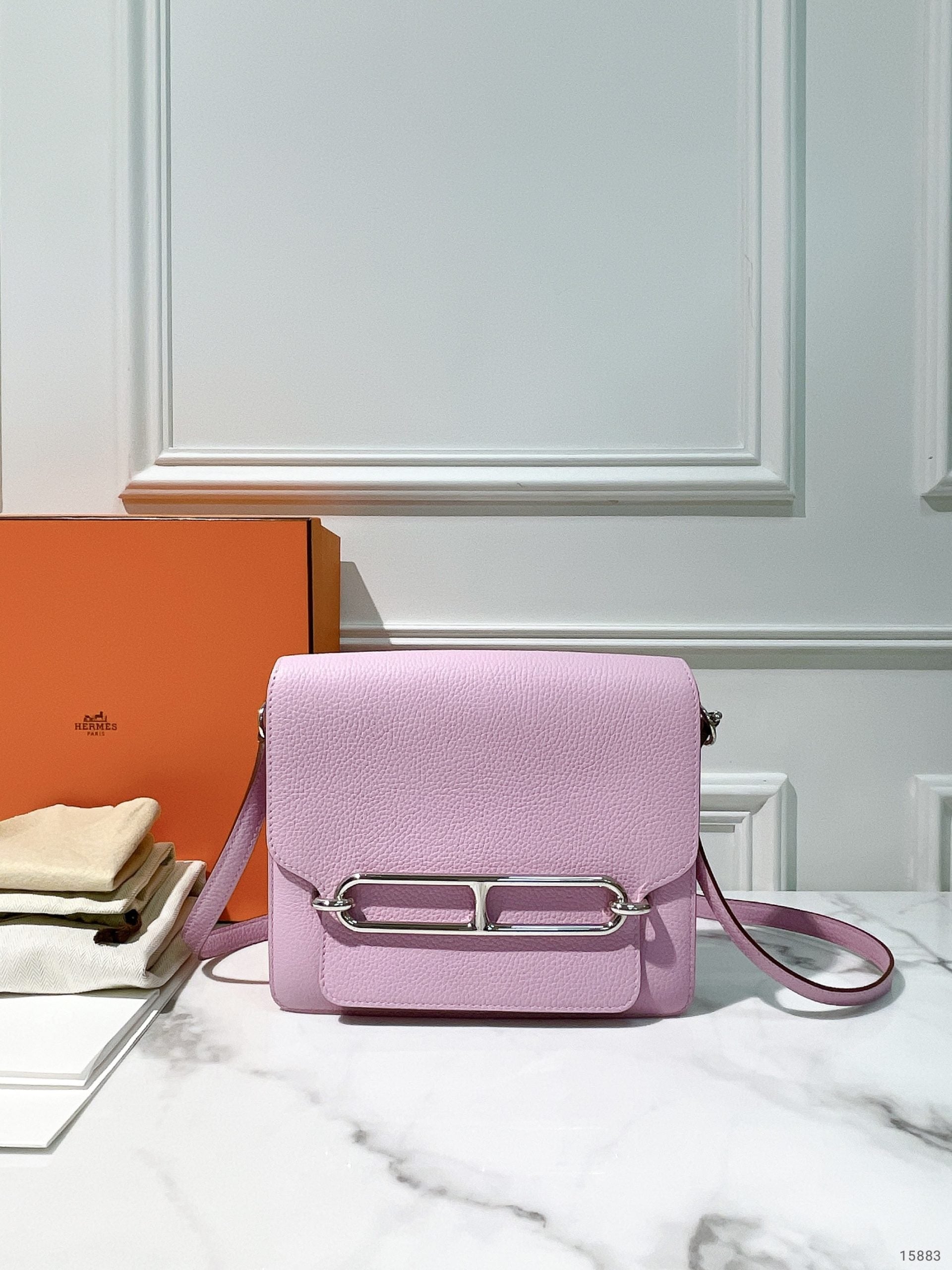 HERMES ROULIS 23, MAUVE SYLVESTRE/SILVER