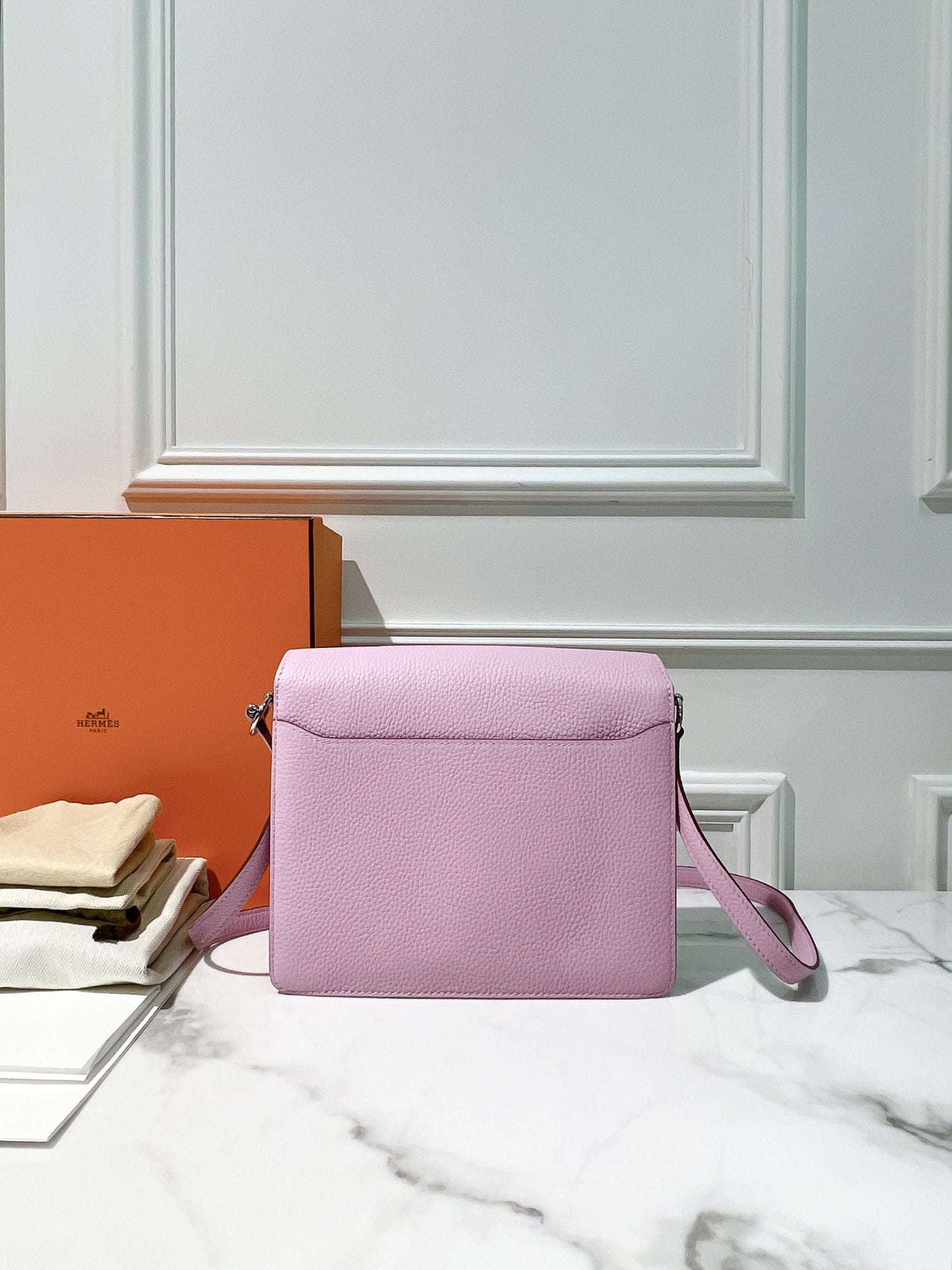 HERMES ROULIS 23, MAUVE SYLVESTRE/SILVER