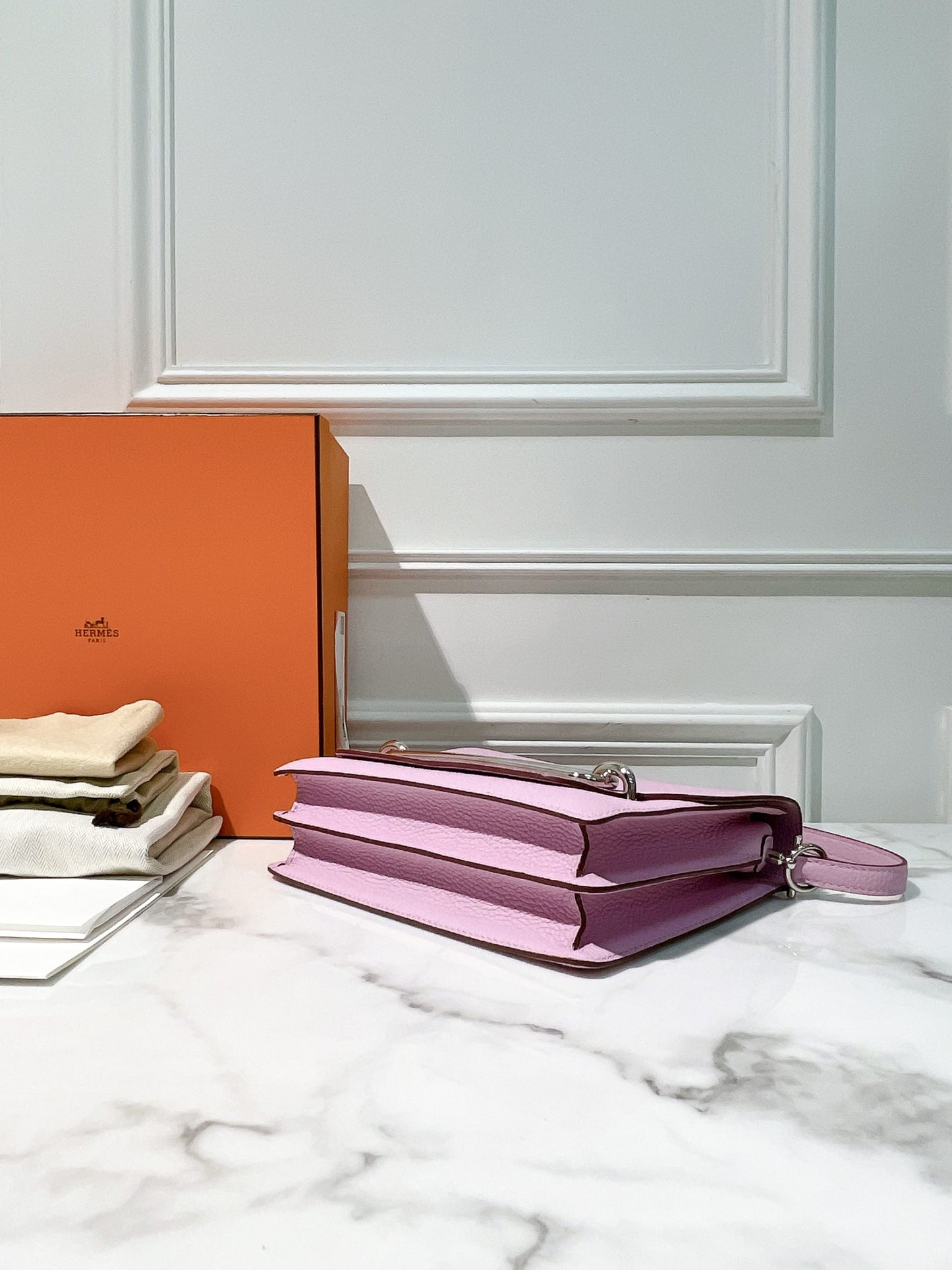 HERMES ROULIS 23, MAUVE SYLVESTRE/SILVER