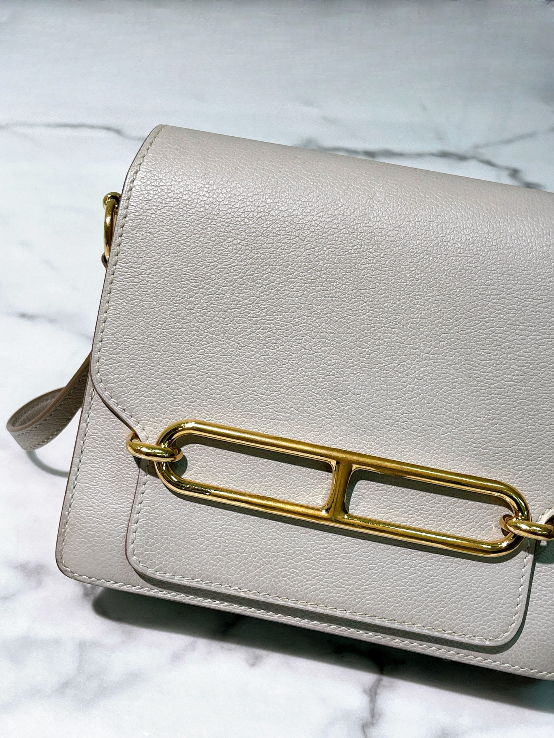 HERMES ROULIS MINI, GRIS PERLE/GOLD