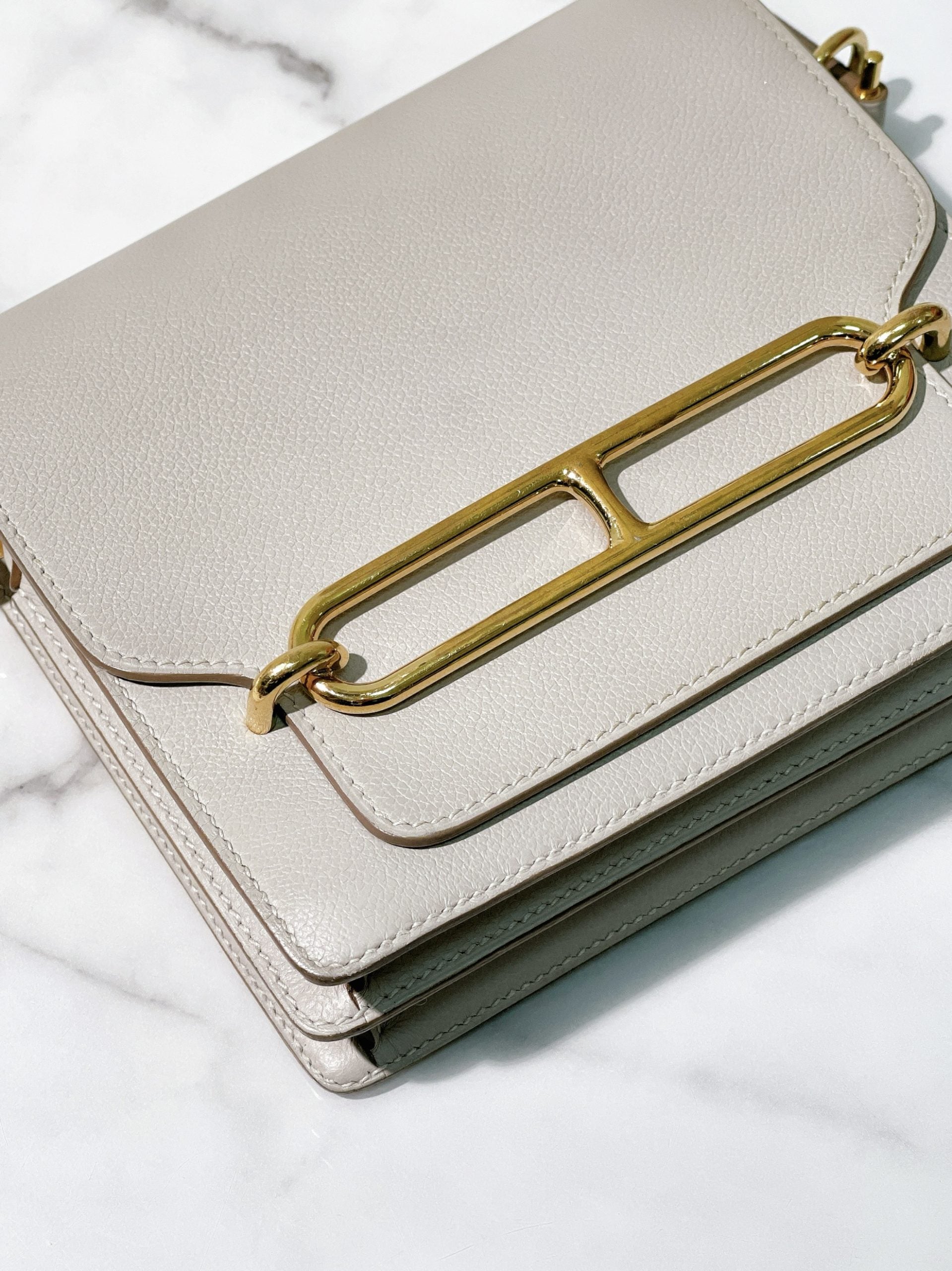 HERMES ROULIS MINI, GRIS PERLE/GOLD