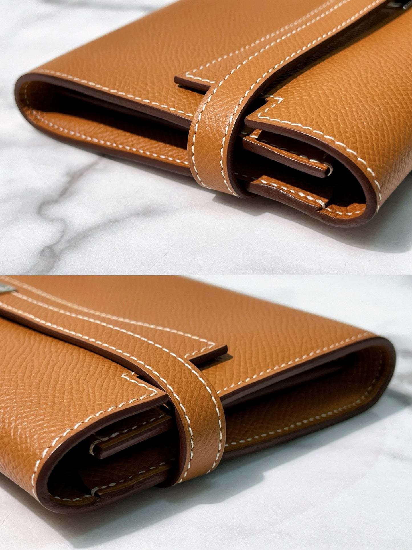 HERMES KELLY LONG WALLET, GOLD/SILVER