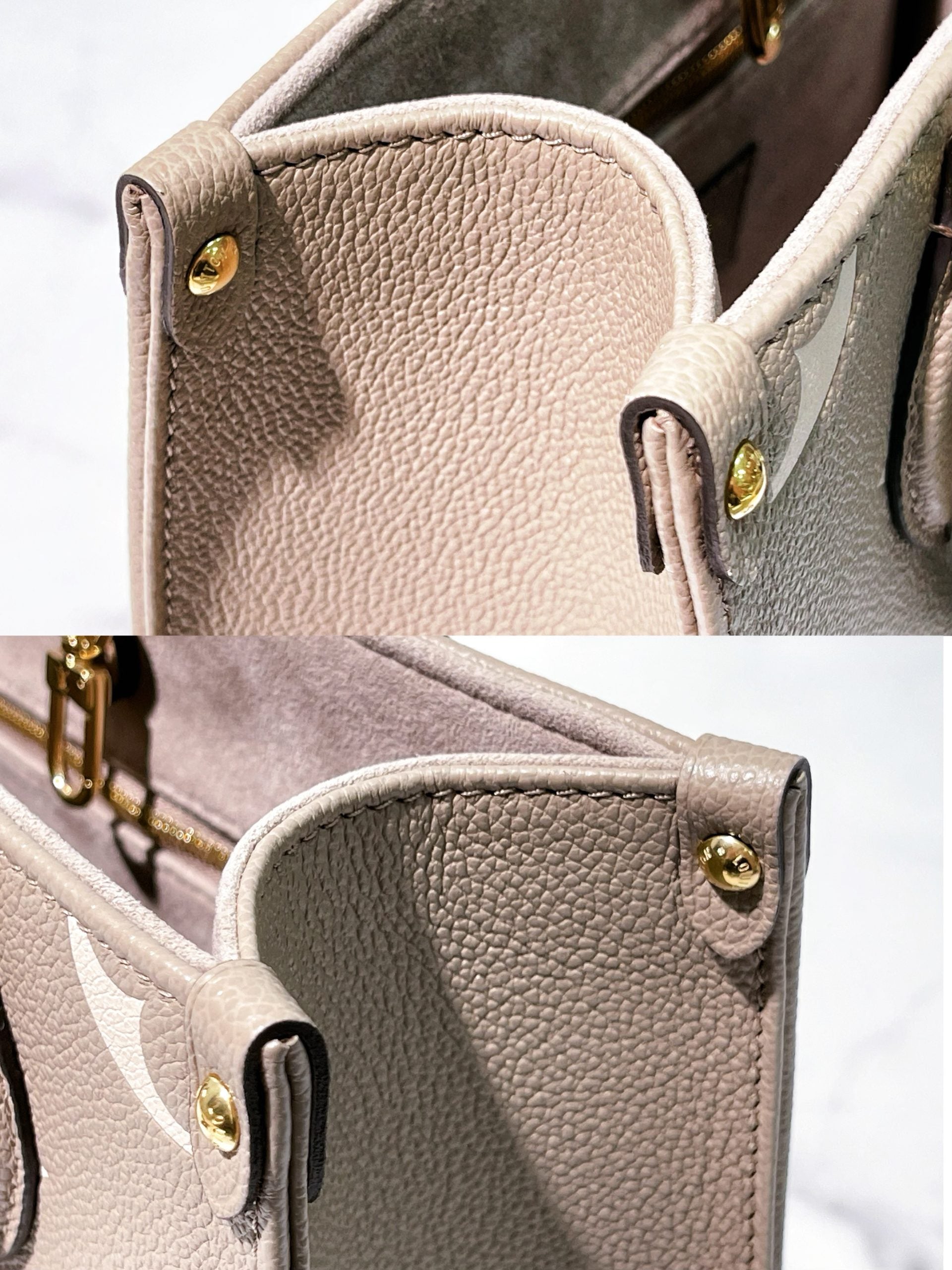 LV ONTHEGO PM, TOURTERELLE/CREAM/GOLD