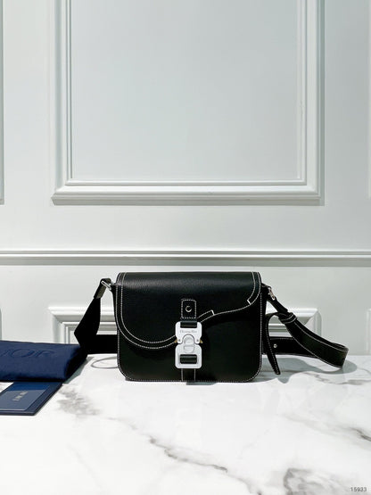 DIOR SADDLE MESSENGER BAG, BLACK/SILVER