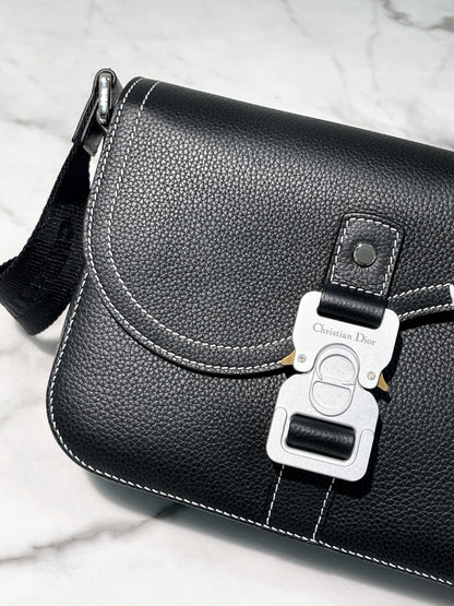 DIOR SADDLE MESSENGER BAG, BLACK/SILVER