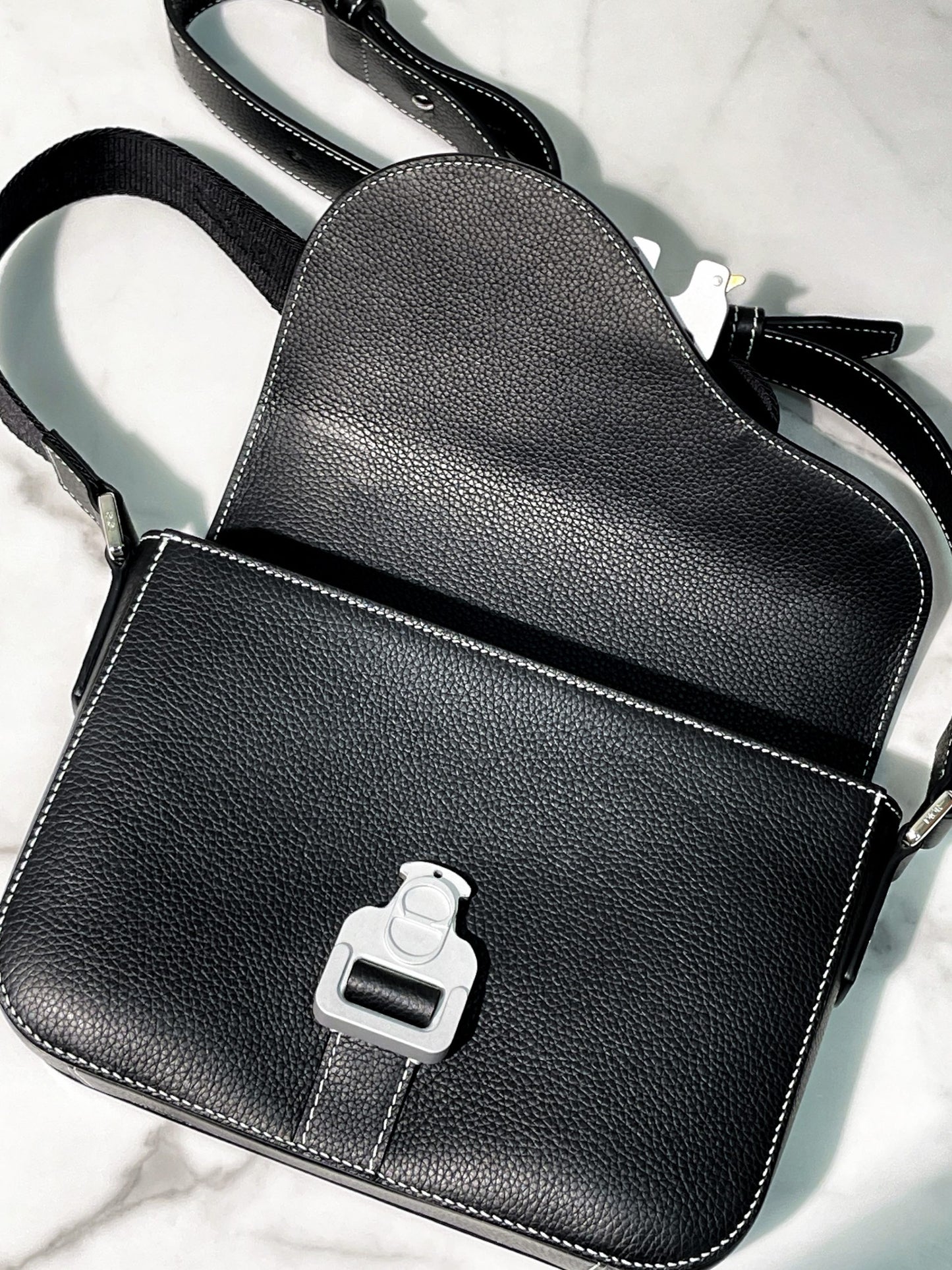 DIOR SADDLE MESSENGER BAG, BLACK/SILVER