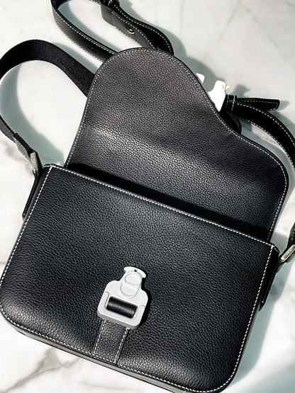 DIOR SADDLE MESSENGER BAG, BLACK/SILVER