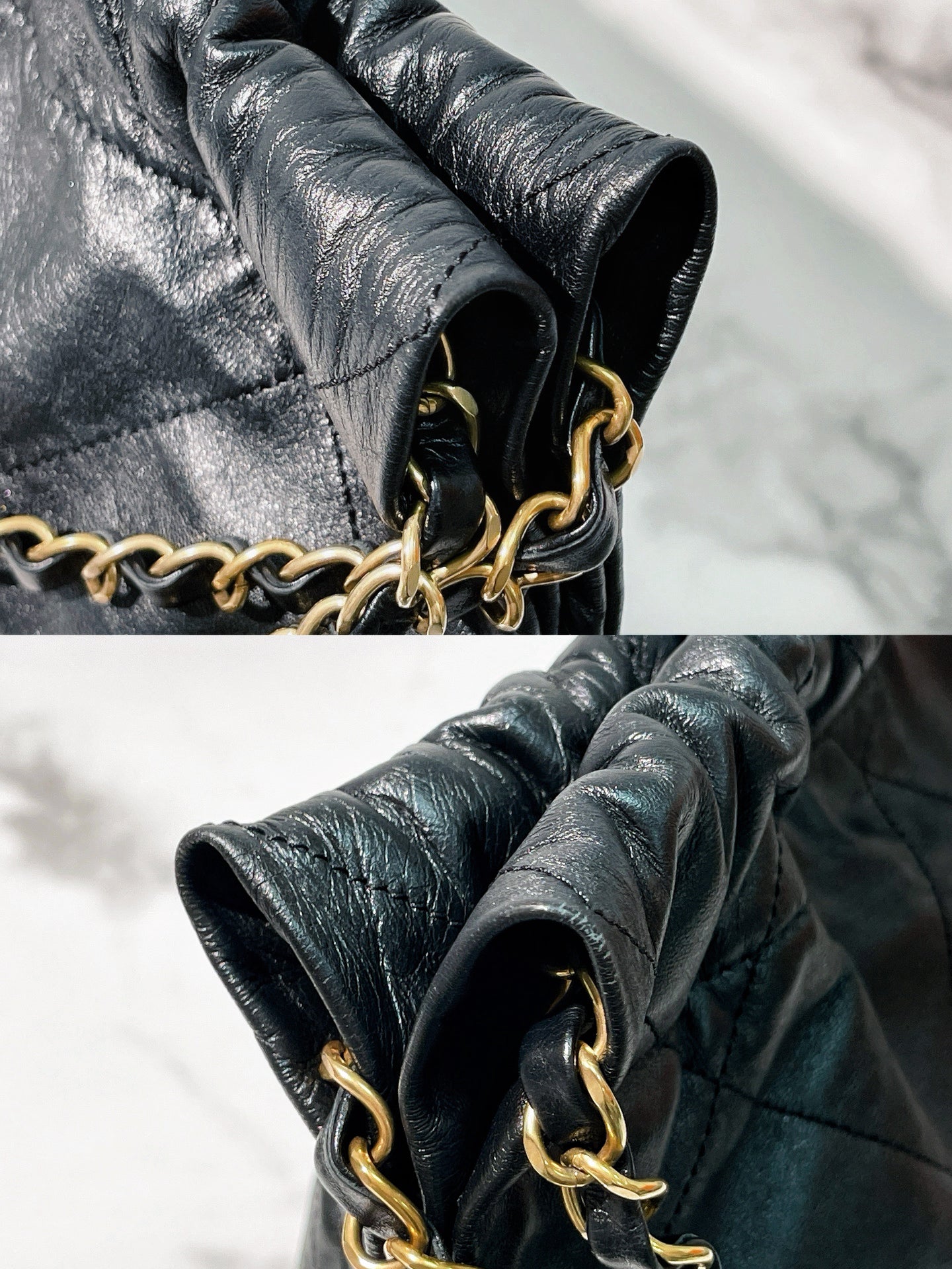 CHANEL 22 BAG MEDIUM, BLACK/GOLD