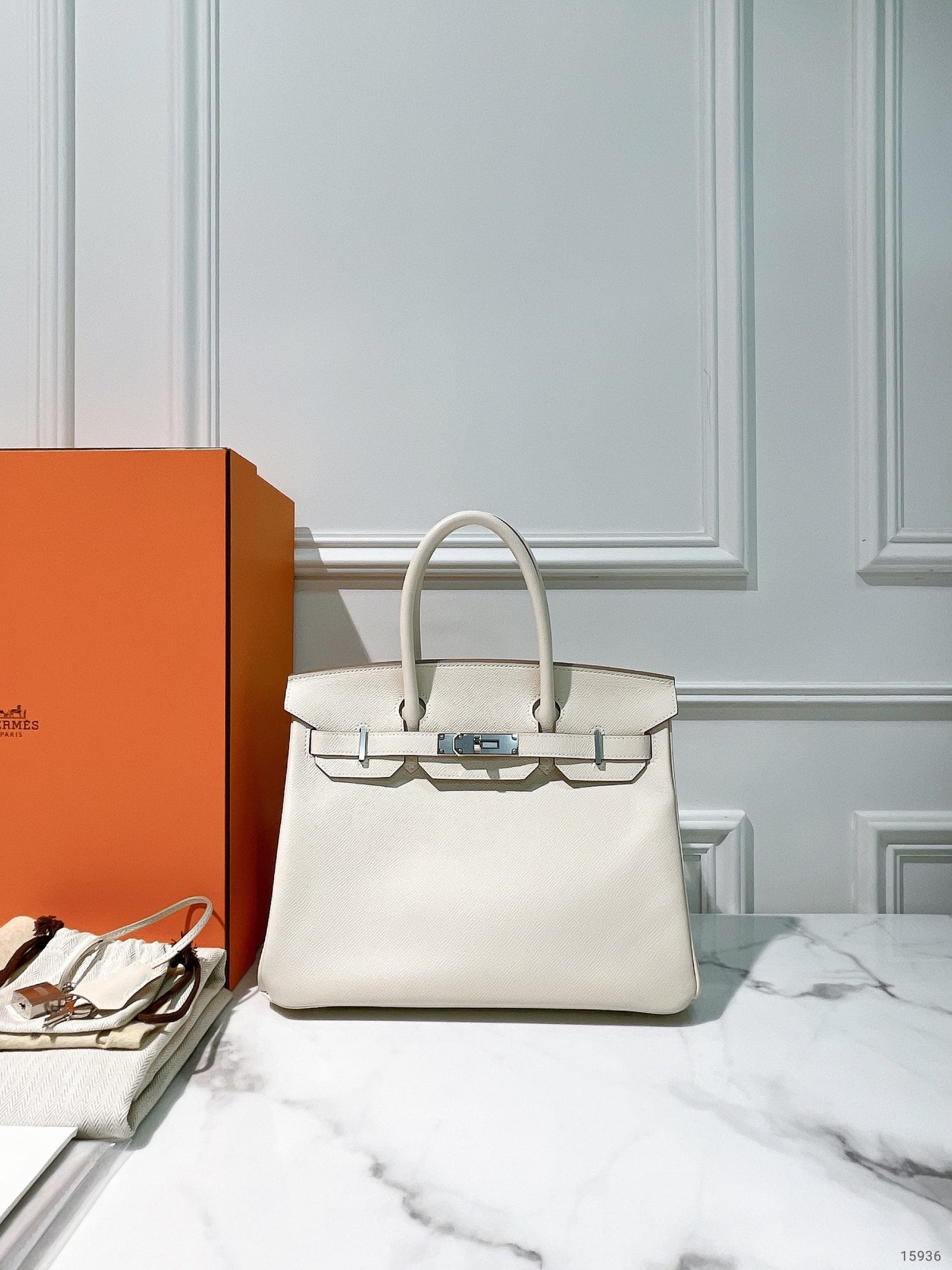 HERMES BIRKIN 30, CRAIE/SILVER