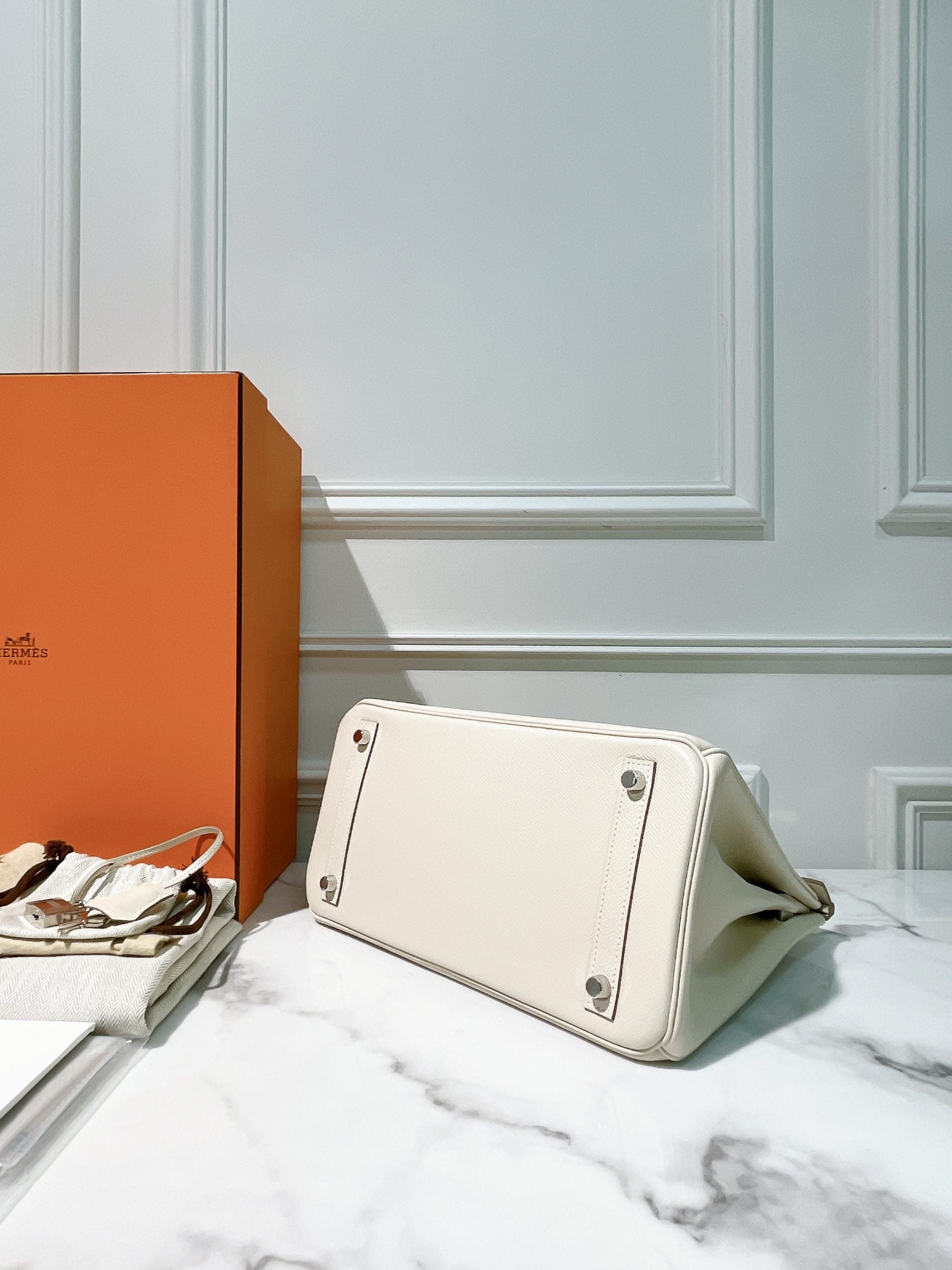 HERMES BIRKIN 30, CRAIE/SILVER