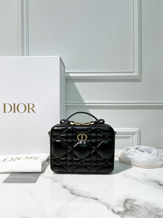 DIOR CARO BOX, BLACK/GOLD