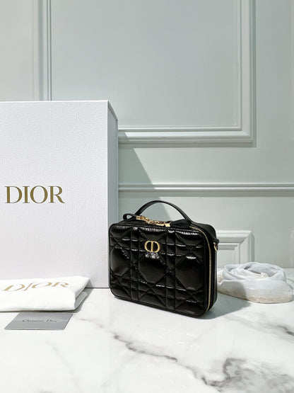 DIOR CARO BOX, BLACK/GOLD