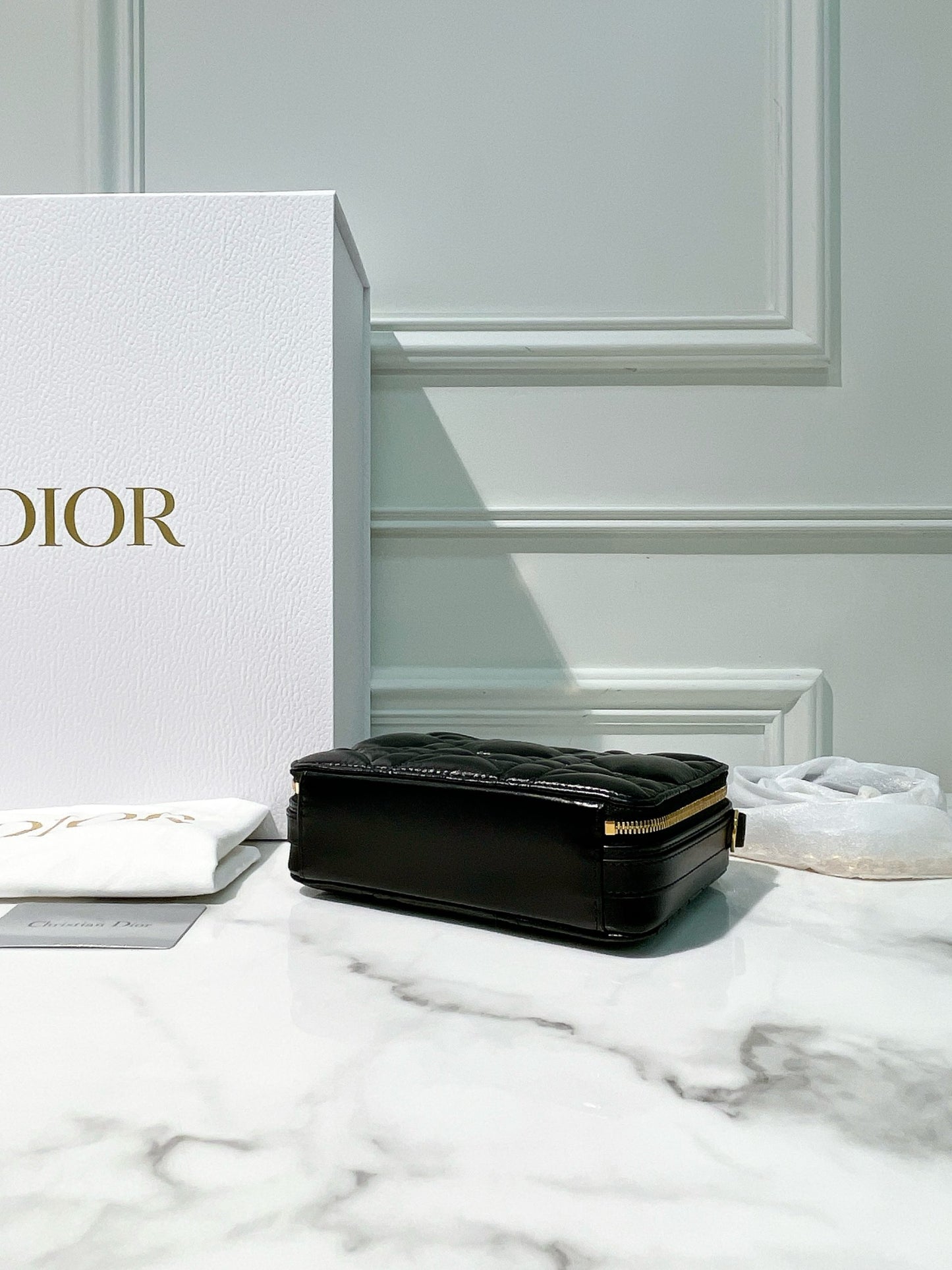DIOR CARO BOX, BLACK/GOLD
