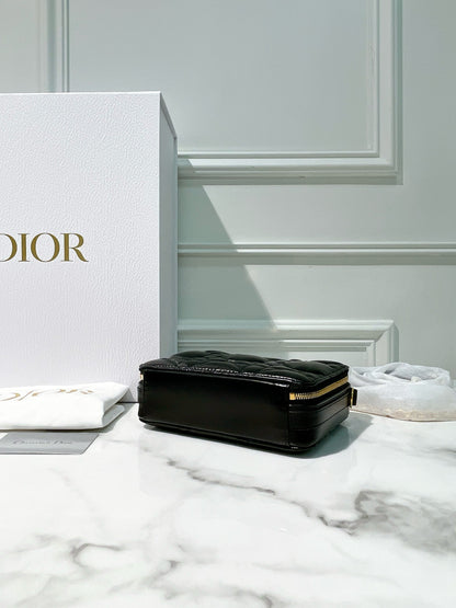 DIOR CARO BOX, BLACK/GOLD
