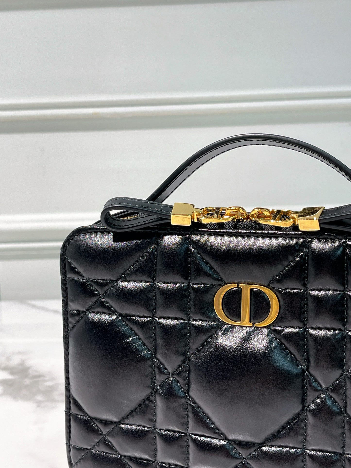 DIOR CARO BOX, BLACK/GOLD