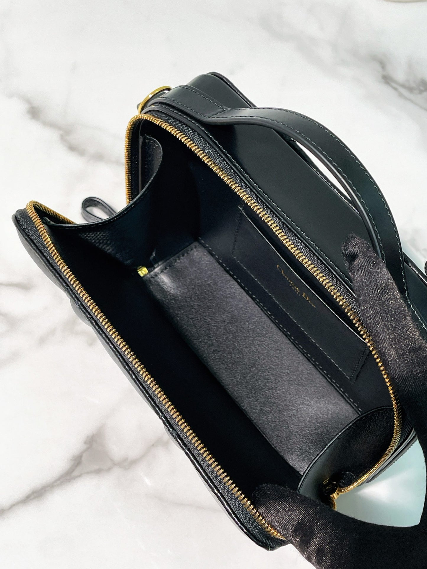 DIOR CARO BOX, BLACK/GOLD