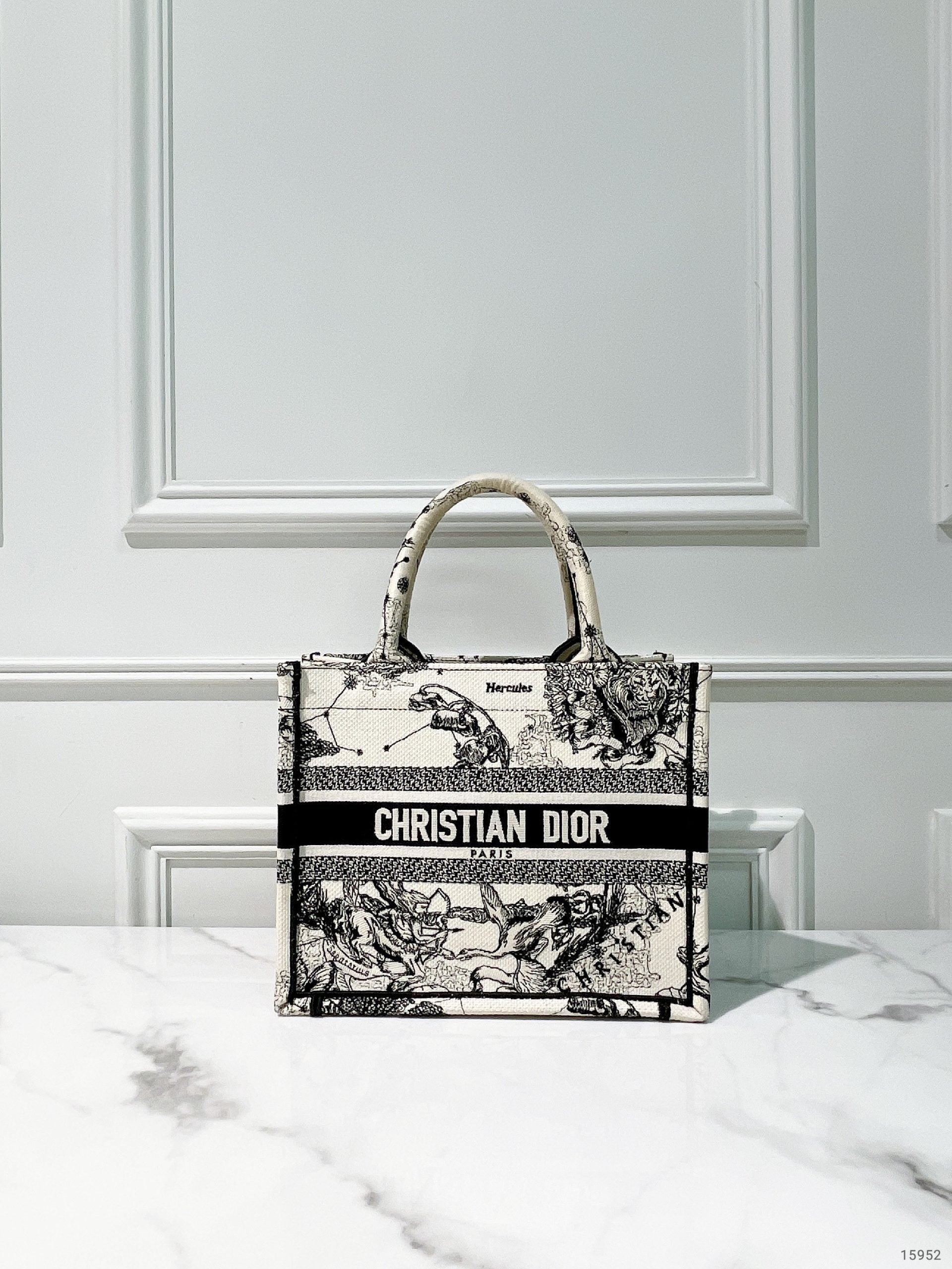 DIOR SMALL BOOK TOTE, Black/Cream