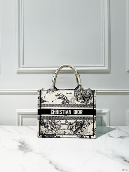 DIOR SMALL BOOK TOTE, Black/Cream