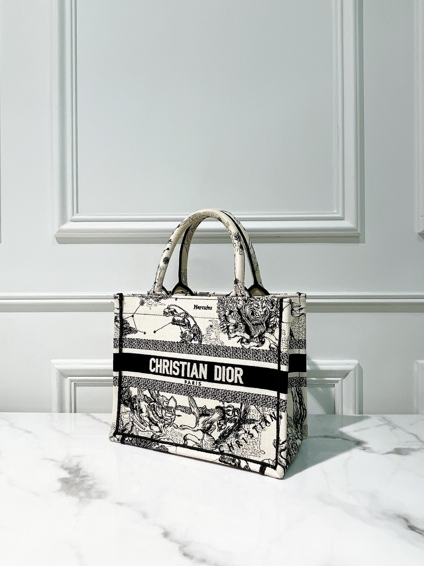 DIOR SMALL BOOK TOTE, Black/Cream