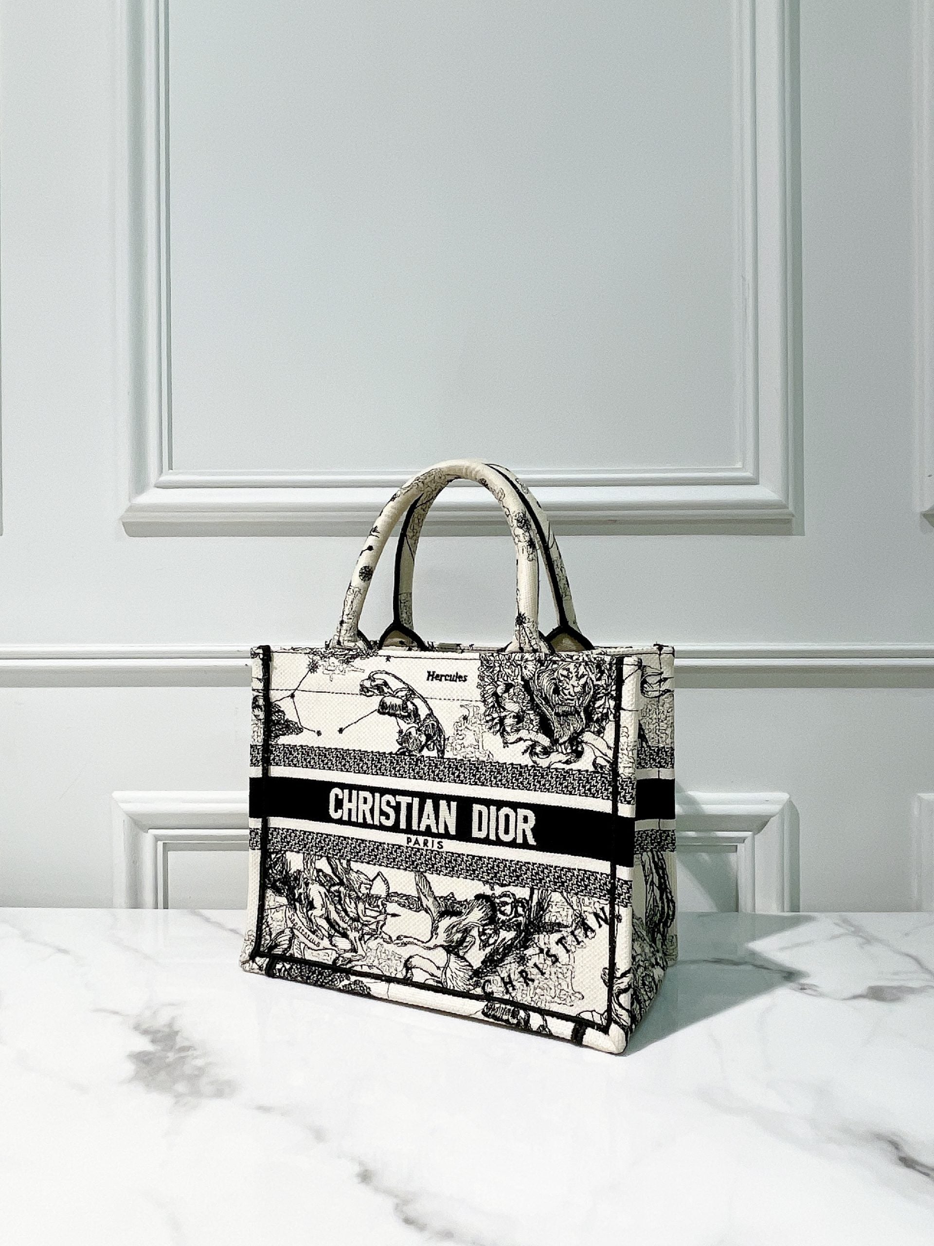 DIOR SMALL BOOK TOTE, Black/Cream