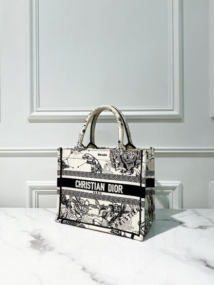DIOR SMALL BOOK TOTE, Black/Cream