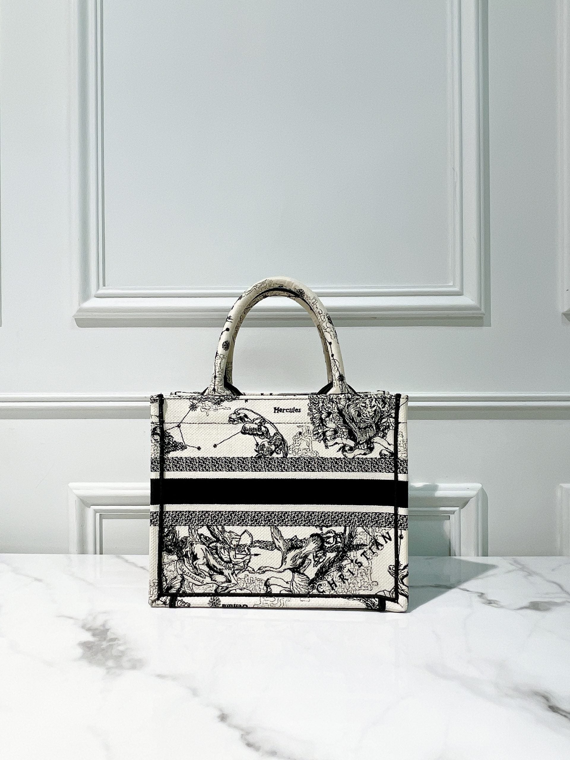 DIOR SMALL BOOK TOTE, Black/Cream