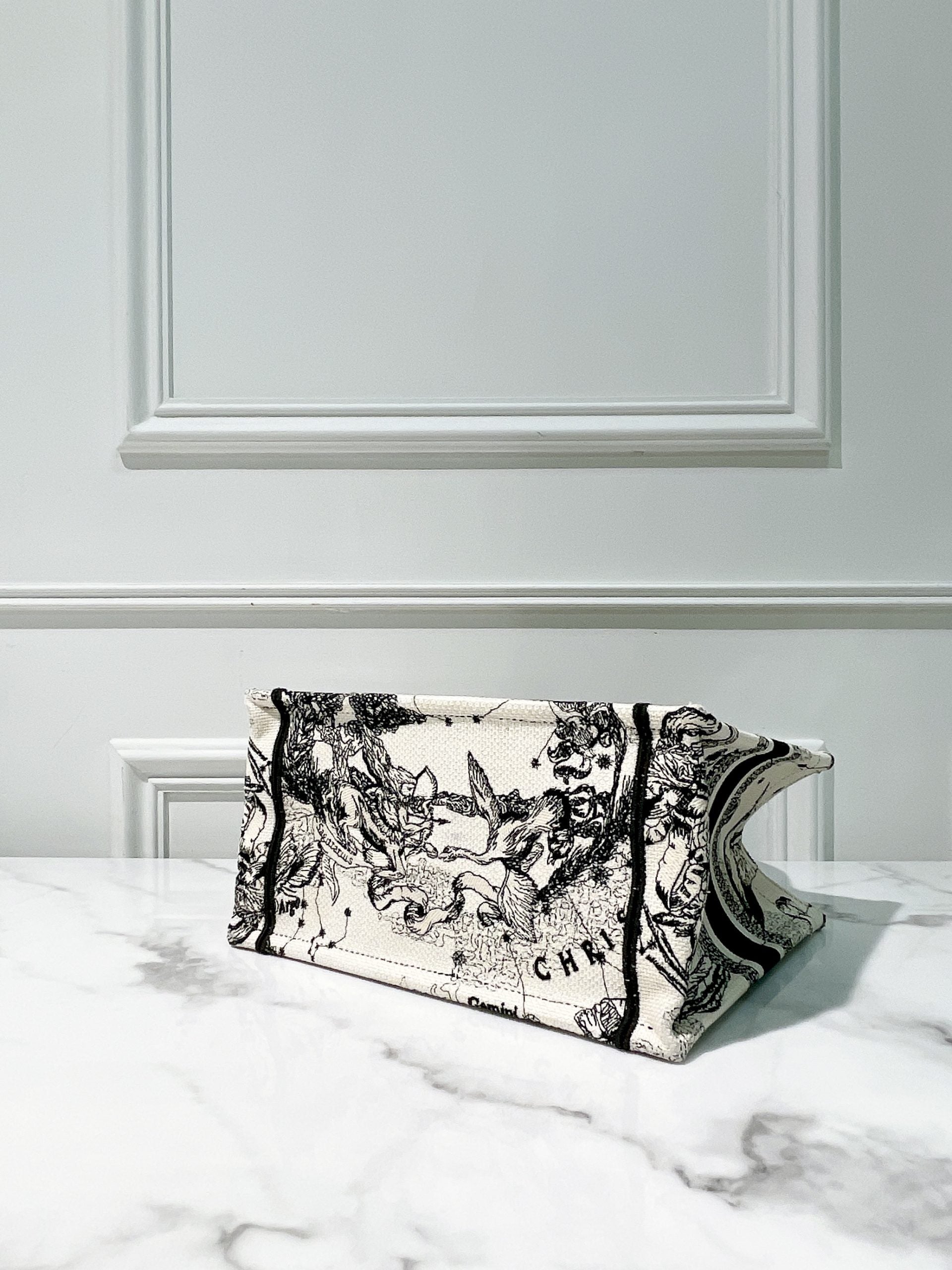 DIOR SMALL BOOK TOTE, Black/Cream