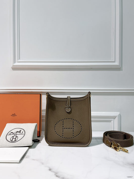 HERMES MINI EVELYNE, Etoupe/Gold