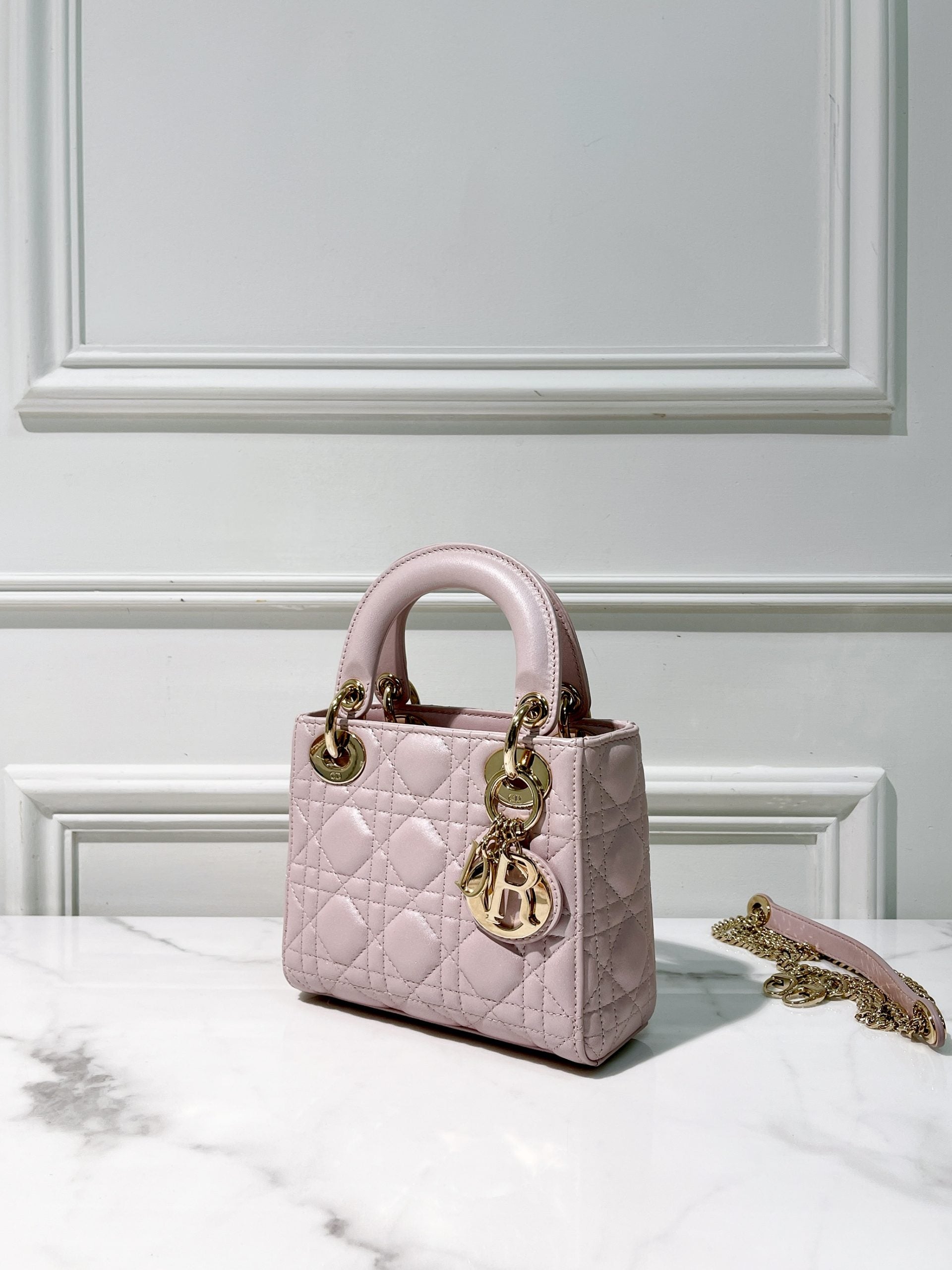 DIOR MINI LADY DIOR, Pink/Gold