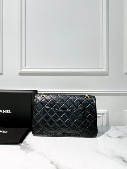 CHANEL MAXI 2.55 HANDBAG, Black/Gold
