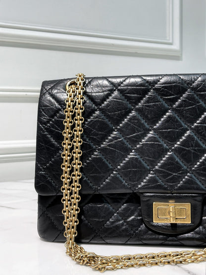 CHANEL MAXI 2.55 HANDBAG, Black/Gold