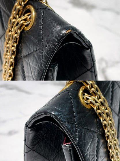 CHANEL MAXI 2.55 HANDBAG, Black/Gold