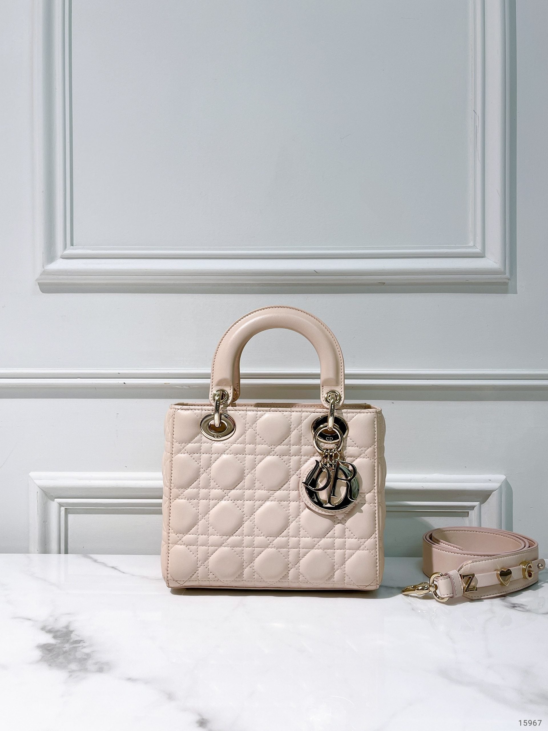 DIOR SMALL LADY DIOR, Pink/Gold