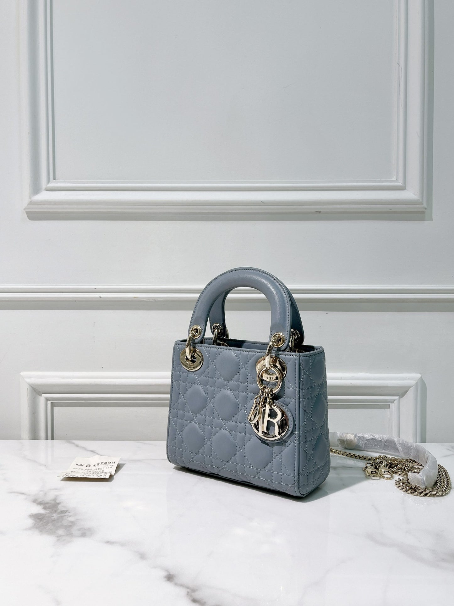 DIOR MINI LADY DIOR, Blue/Gold