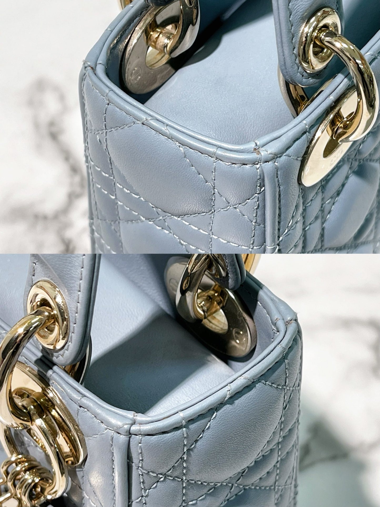 DIOR MINI LADY DIOR, Blue/Gold